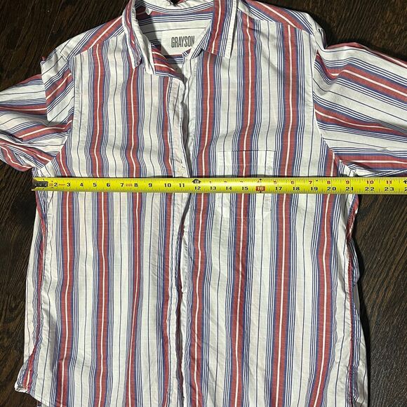 Grayson Shirt Women’s 4 Large Hero Button Up Red White Blue Striped Nautical - Picture 7 of 7